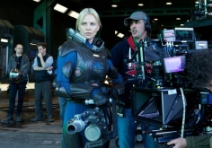 Charlize Theron on the set of "Prometheus" with the RED EPIC camera system.