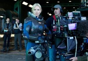 Charlize Theron behind the scenes on "Prometheus"
