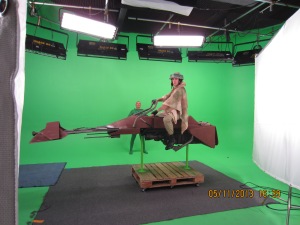 Star Wars Speeder Bike on Loyal Studios Burbank green screen.